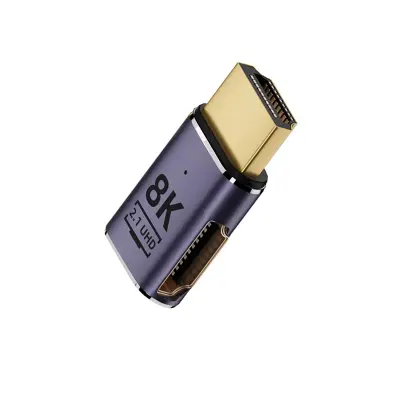 8K HDMI 2.1 kutni adapter, muški na ženski, lijeva strana, pakiranje od 2 komada - podržava 8K@60Hz, 4K@120Hz Tamno siva