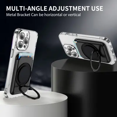 Magnetski držač kartica s rotirajućim kickstandom od 360° Crna