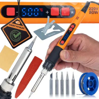 Lemilica Orange Mastiff 80W – LCD Zaslon, 6 VRHova, Kositar, Podloga | 180-500°C, 230V