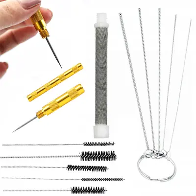Set Pribora Za Čišćenje Pištolja Za Bojanje – Prstasti Filtar 60 Mesh | 5x Metalik Četke