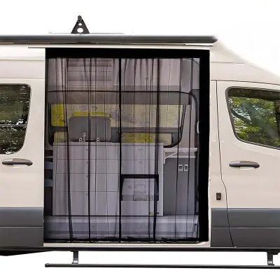 MPV Car Zipper Mosquito Net (115x145cm) - Insect Screen, Privacy Protection, and Ventilation Crna