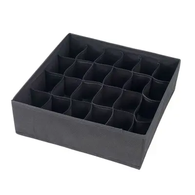 Set od 2 crne kutije za pohranu od netkanog materijala s pregradama za donje rublje, čarape i odjeću Crna