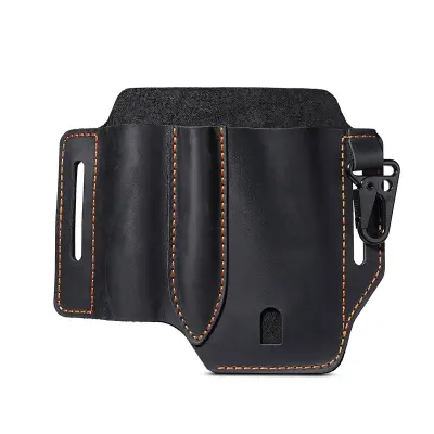 EDC Tactical Tool Organizer Pouch, Head Layer Leather Multitool Sheath with Belt Clip Crna