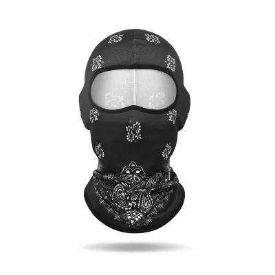 Balaclava s printom za motociklističku kacigu - Prozračna i ventilirana Crna