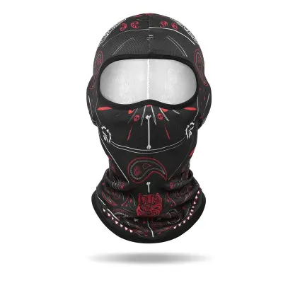 Balaclava s printom od mrežastog materijala za podstavu kacige za motocikle - Prozračna i smiješna maska za lice Crna