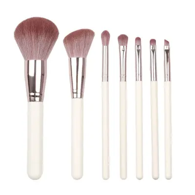 Moon Round White Gold Deep Purple Pink Mixed Hair 7-Piece Set Kistova za Šminkanje - Alati za Ljepotu za Početnike