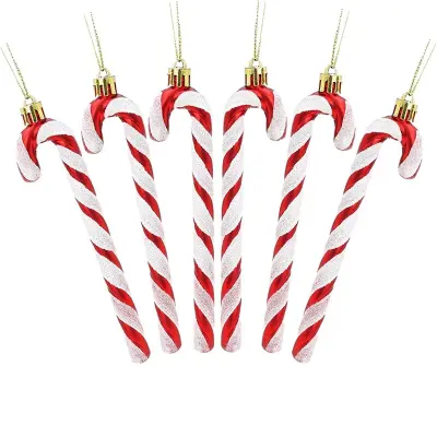 Ukras u obliku bombona od trske (pakiranje od 6 komada) - Svečani blagdanski dekor Crvena