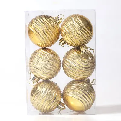 Božićne kuglice Zebra Ball 6cm - Set od 6, svečani ukrasi za drvce Zlatna