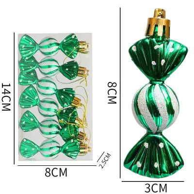 Božićni ukrasi bomboni - Mini okrugli bomboni (Pakiranje od 6 komada) Zelena