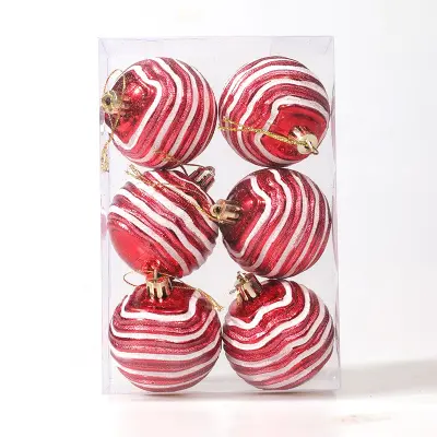 Božićne kuglice Zebra Ball 6cm - Set od 6, svečani ukrasi za drvce Crvena