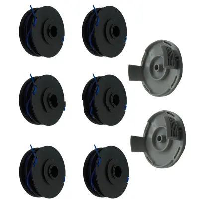 RAC123 Glava za trimer ×6 + RAC122 Poklopac ×2 Zamjenski set kompatibilan s Ryobi Sivo Plava