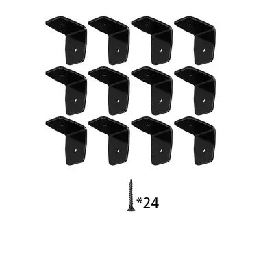 1.5x1.97in Joist Clip 12Pcs Set - Crni metalni L nosač za grede stropa i potporu pergole Crna