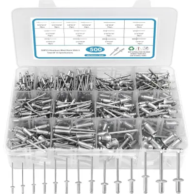 Set od 500 komada aluminijskih slijepih zakovica - Srebrni set pop zakovica Srebrna