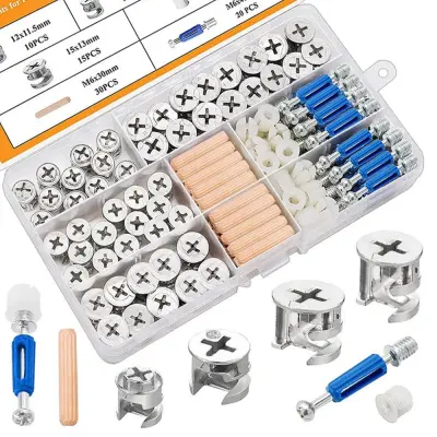 120PCS 3-u-1 set za namještaj - ekscentrične spojnice, tiple i unaprijed umetnute matice Višebojno