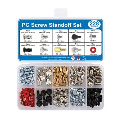 228PCS set vijaka za kućišta PC računala - Komplet asortimana odstojnika za matične ploče Višebojna