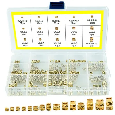 Set od 300 nazubljenih navojnih umetnih matica - Mjedeni set toplinskih umetnih matica Zlatna