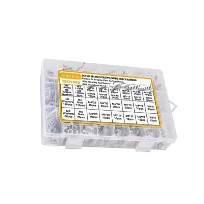 1255 PCS Vijci s šesterokutnom glavom i matice - Komplet od nehrđajućeg čelika 304 Srebrna