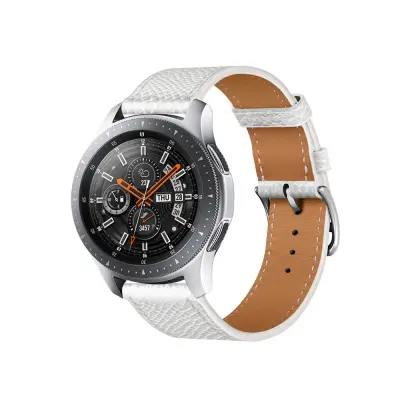 Zamjenska narukvica od PU kože kompatibilna s Huawei GT4/GT5/Pro i Samsung Watch4 - 20/22 mm Bijela