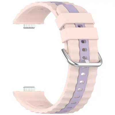 Vertikalni dvobojni silikonski remen s prugama kompatibilan s Huawei Watch Fit 4, Fit 4 Pro, Fit 3 Roza