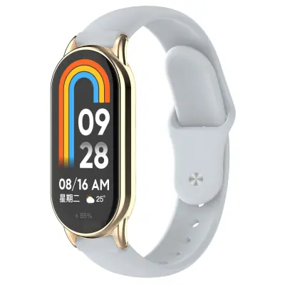 Silikonski remen kompatibilan s Xiaomi Mi Band 8/9 - zamjenska narukvica s konektorom Svijetlo siva