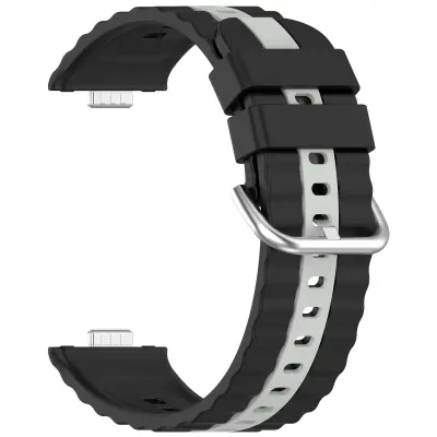 Vertikalni dvobojni silikonski remen s prugama kompatibilan s Huawei Watch Fit 4, Fit 4 Pro, Fit 3 Crna+Siva