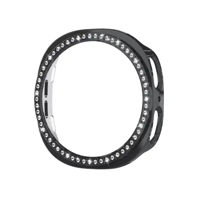 PC zaštitna futrola s rhinestonesima, kompatibilna sa Samsung Galaxy Watch8 Crna