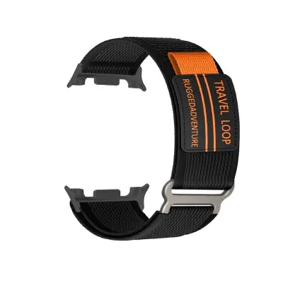 Crni Tkani Najlonski Remen Kompatibilan sa Samsung Watch 8 - Podesiva Sportska Omča Crna