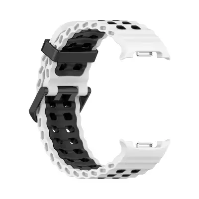 Silikonski remen kompatibilan sa Samsung Galaxy Watch8/Watch8 Classic - Ocean Band Style Bijela+Crna