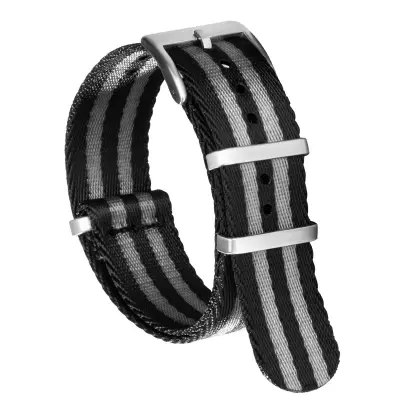 Najlonski remen za sat kompatibilan s Omega Tissot Mido Seamaster 300 mehaničkim satovima Vintage remen za zglob Crna+Siva