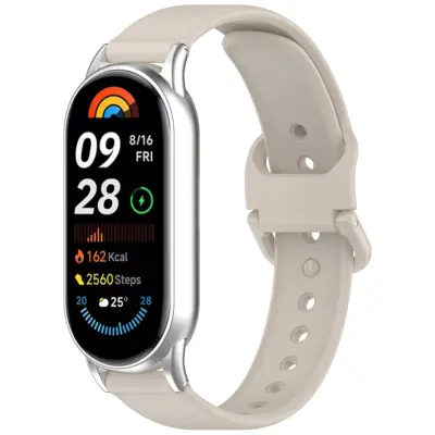 Silikonski zamjenski remen kompatibilan sa Xiaomi Mi Band 8/9 s kopčom Bež
