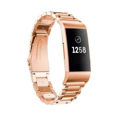 Remen za sat od nehrđajućeg čelika u boji ružičastog zlata za Fitbit Charge 3 Rose Gold