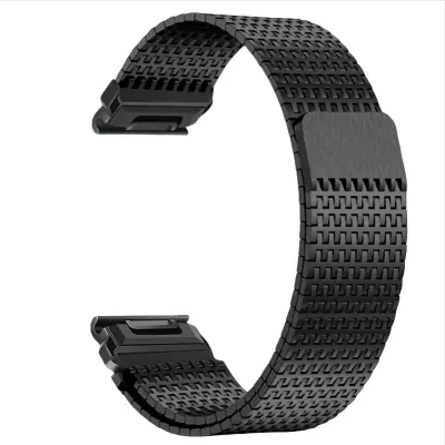 Magnetski remen od nehrđajućeg čelika kompatibilan s Garmin Fenix 7/8/965 - Milanski remen Crna