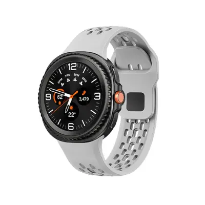 Sportska silikonska narukvica kompatibilna sa Samsung Galaxy Watch 8 / Watch 8 Classic - Perforirani dizajn Siva