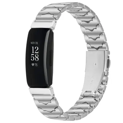 Batman narukvica od nehrđajućeg čelika kompatibilna s Fitbit Inspire 1/HR/Inspire 2 - Srebrna Srebrna