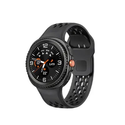 Sportska silikonska narukvica kompatibilna sa Samsung Galaxy Watch 8 / Watch 8 Classic - Perforirani dizajn Crna