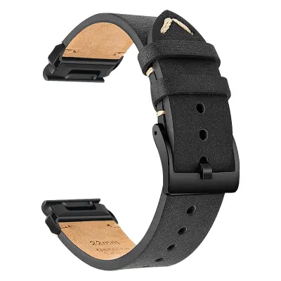 Vrhunski kožni remen za sat kompatibilan s Garmin Fenix 8/7X/3 - Moderan zamjenski remen Crna