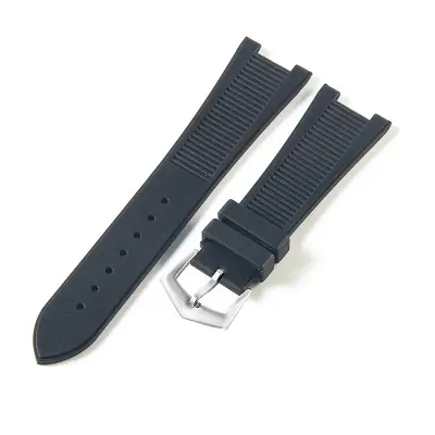 Silikonski remen za sat kompatibilan s PP Patek Philippe Nautilus 5711 5712G - širina 25 mm Crna