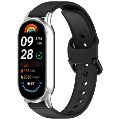 Silikonski zamjenski remen kompatibilan sa Xiaomi Mi Band 8/9 s kopčom Crna