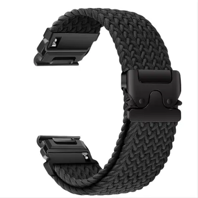 Elastična najlonska tkana narukvica za sat Kompatibilna s Garmin Fenix 8/7X Pro/955/965 s magnetskom kopčom za brzo otpuštanje Crna