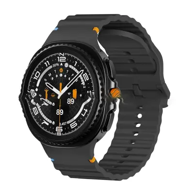 Kompatibilni sa Samsung Galaxy Watch 8 Silikonska narukvica sa šavovima - 22 mm - Crna Crna
