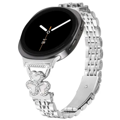 Remen za sat od nehrđajućeg čelika sa srcem djeteline i sedam perli, kompatibilan sa Samsung Watch Ultra/Ultra 2025 Srebrna
