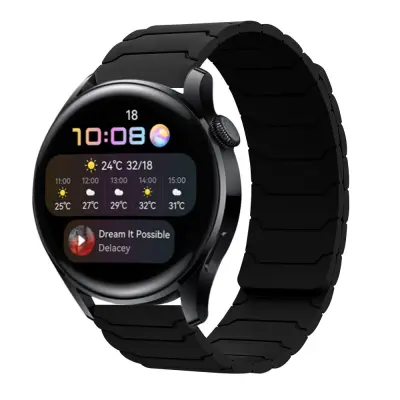 Silikonski magnetski remen za sat kompatibilan sa Samsung Watch 5/6/7, Huawei GT3/4/5 i Amazfit - 20/22 mm Crna