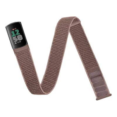 Fitbit Charge5/6 Kompatibilna Najlonska Narukvica s Kopčom na Čičak, Roza, Prozračna i Otporna na Znoj Roza
