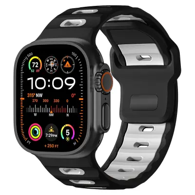 Stilska silikonska narukvica za Apple Watch 42/44/45/46/49mm Crno-bijela