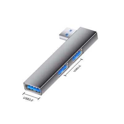 Višenamjenski proširivač: USB na dvostruki USB 2.0 + USB 3.0 adapter - aluminijska legura Siva