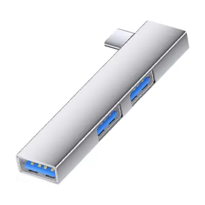 Višenamjenski proširivač: TYPE-C na dvostruki USB 2.0 + USB 3.0 adapter za prijenosna računala i više Srebrna