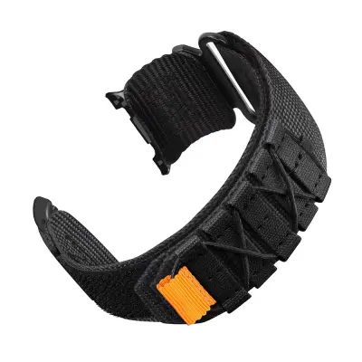 Crna najlonska tkana traka s kukom i omčom kompatibilna sa Samsung Watch 8/8 Classic Crna