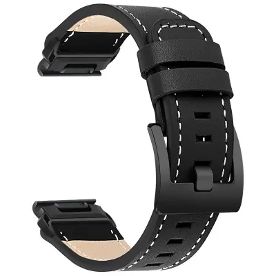 Narukvica za sat od prave kože kompatibilna s Garmin Fenix 8/Fenix 7X/Fenix 3 - Retro stil Crna