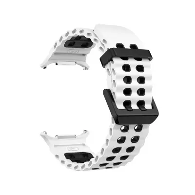 Silikonska sportska narukvica kompatibilna sa Samsung Watch Ultra - stil Ocean Band Bijela+Crna