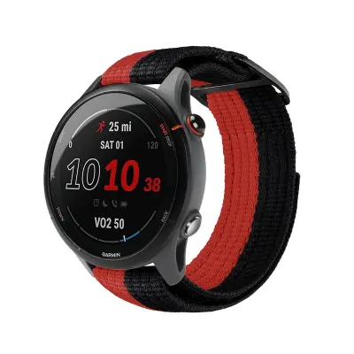 Originalni sportski najlonski remen za sat kompatibilan s Garmin Fenix 8/7X/Forerunner 255 Crna+Crvena